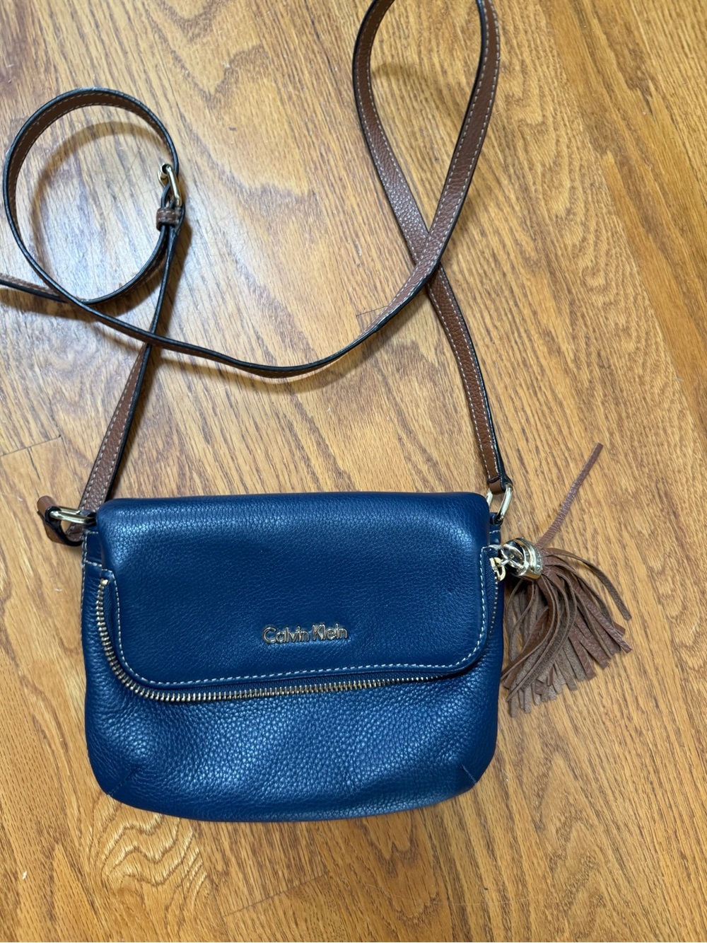 Calvin Klein leather crossbody navy blue purse